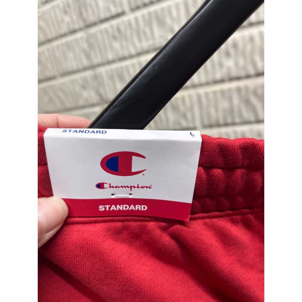 Champion Womens Red Fleece Collegiate Graphic Tape Side Stripe Shorts Size L NEW - Picture 4 of 4